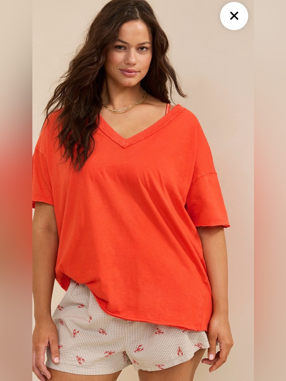 Women’s V-Neck Relaxed Tee - Orange nwt size large